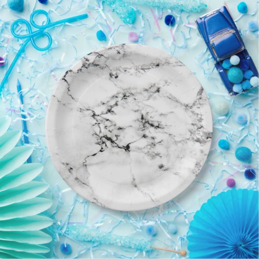 Assiettes En Carton Texture de marbre (Fête)