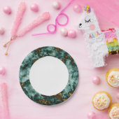 Assiettes En Carton Texture de marbre vert avec des veines (Fête)