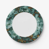 Assiettes En Carton Texture de marbre vert avec des veines (Devant)