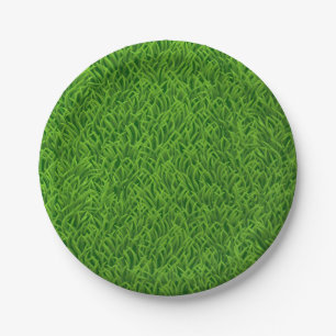 Assiettes En Carton Texture d'herbe verte