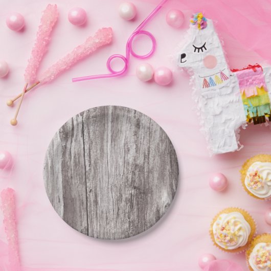 Assiettes En Carton Texture en bois Patiné rustique (Fête)