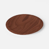 Assiettes En Carton Texture en bois rouge foncé (Angle)