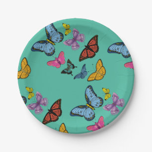 Assiettes En Carton Texture motif papillon