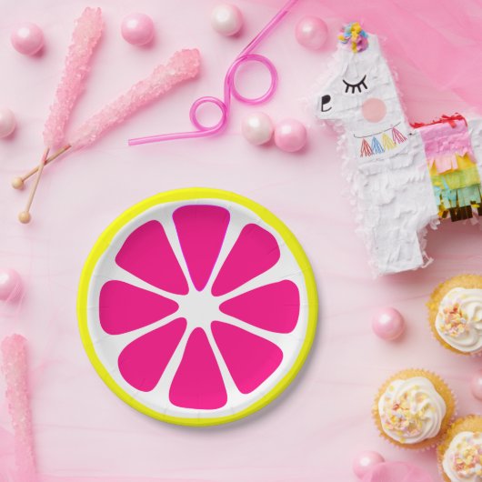 Assiettes En Carton Texture rose de tranche de fruit (Fête)