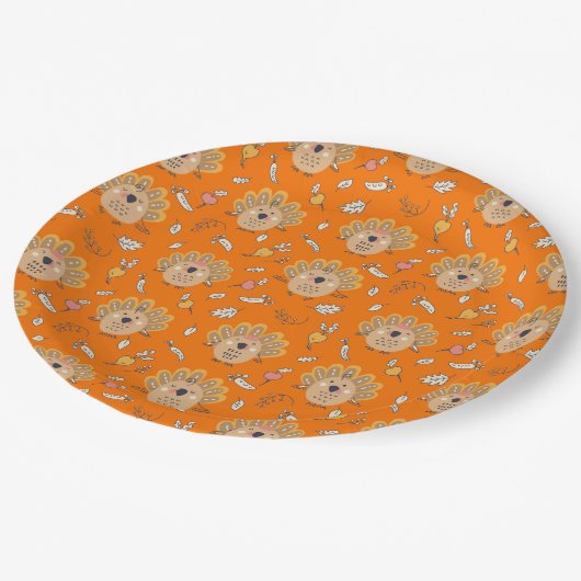 Assiettes En Carton Thankesgiving Fall Turkey (Angle)