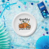 Assiettes En Carton Thankful Pumpkin Grateful And Blessed (Fête)