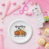 Assiettes En Carton Thankful Pumpkin Grateful And Blessed (Fête)