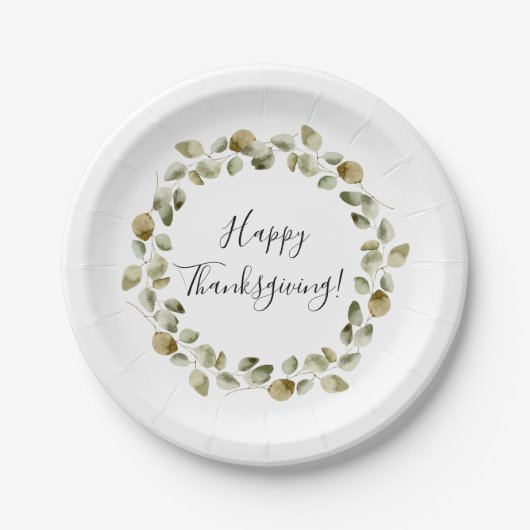 Assiettes En Carton Thankgiving Eucalyptus Wreath (Devant)