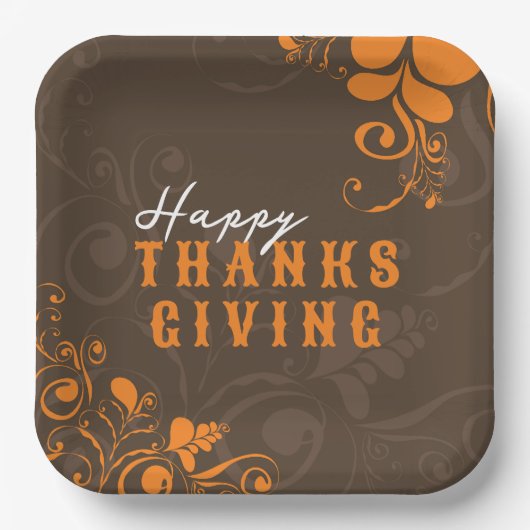 Assiettes En Carton Thanksgiving Automne Automne Déco Orange Feuille F (Recto)