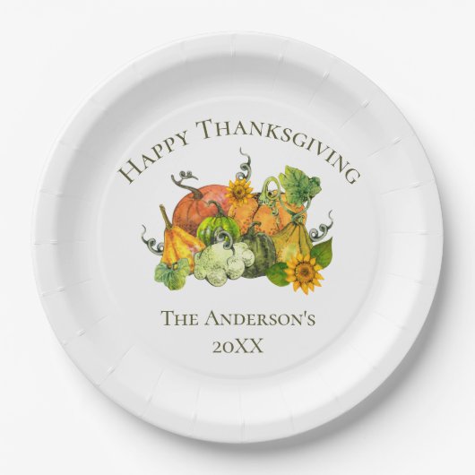 Assiettes En Carton Thanksgiving automne Citrouilles d'automne personn (Devant)