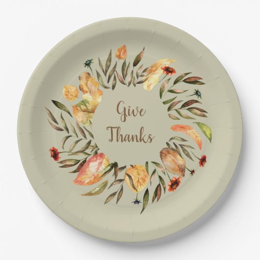 Assiettes En Carton Thanksgiving Automne Feuilles Wreath Papier Plaque (Devant)