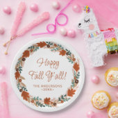 Assiettes En Carton Thanksgiving Autumn Wreath Happy Fall Y’all (Fête)