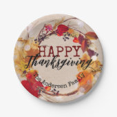 Assiettes En Carton Thanksgiving Autumn Wreath With Assorted Foliage (Devant)