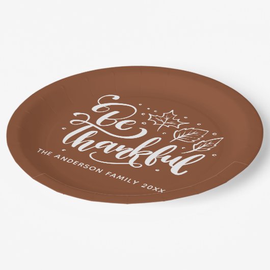 Assiettes En Carton Thanksgiving Be Thanksgiving Script Harvest Brown (Angle)