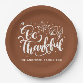 Assiettes En Carton Thanksgiving Be Thanksgiving Script Harvest Brown (Devant)