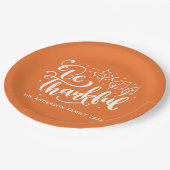 Assiettes En Carton Thanksgiving Be Thanksgiving Script Harvest Orange (Angle)