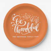Assiettes En Carton Thanksgiving Be Thanksgiving Script Harvest Orange (Devant)