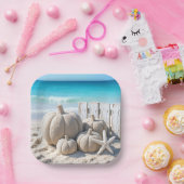 Assiettes En Carton Thanksgiving Beach Sand Pumpkins and Starfish (Fête)