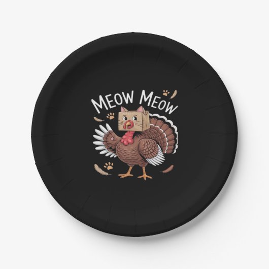 Assiettes En Carton Thanksgiving Chat Funny Fake Chat Meow Thanksgivin (Devant)