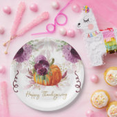 Assiettes En Carton Thanksgiving Citrouille Bourgogne détails (Fête)