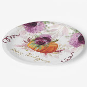 Assiettes En Carton Thanksgiving Citrouille Bourgogne détails (Angle)