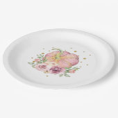 Assiettes En Carton Thanksgiving Citrouille rose or (Angle)