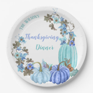Assiettes En Carton Thanksgiving Citrouilles Turquoise Turquoise Blue