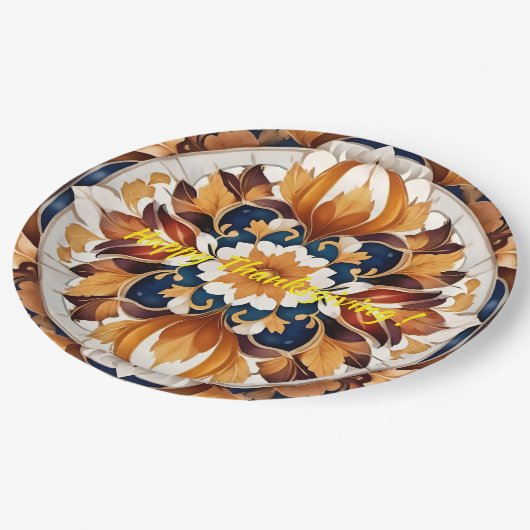 Assiettes En Carton Thanksgiving Collection d'automne Citrouille tenda (Angle)