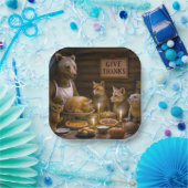 Assiettes En Carton Thanksgiving Day Bear Turkey Dinner (Fête)