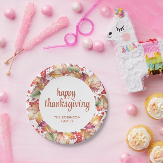 Assiettes En Carton Thanksgiving Fall Colour Floral Wreath (Fête)