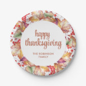 Assiettes En Carton Thanksgiving Fall Colour Floral Wreath (Devant)