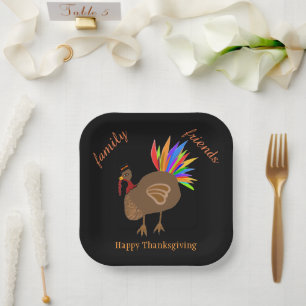 Assiettes En Carton Thanksgiving Famille Amis Homme Turquie