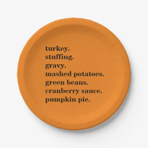 Assiettes En Carton Thanksgiving Food Dinner List Personnalisé