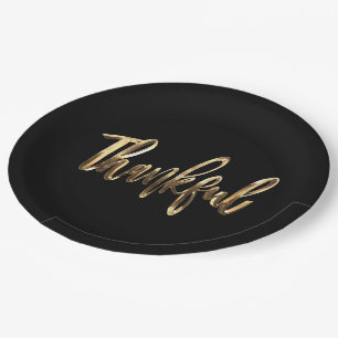 Assiettes En Carton Thanksgiving Gold Script Faux élégant