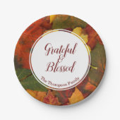 Assiettes En Carton Thanksgiving Grateful & Blesseful Nom Personnalisé (Devant)
