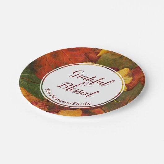 Assiettes En Carton Thanksgiving Grateful & Blesseful Nom Personnalisé (Angle)