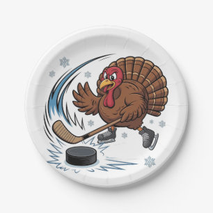 Assiettes En Carton Thanksgiving Hockey sur glace Hockey Turquie Gobbl