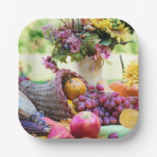 Assiettes En Carton Thanksgiving Holiday Autumn Harvest Table (Recto)