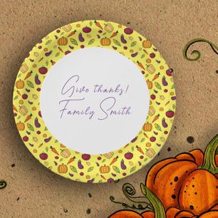Assiettes En Carton Thanksgiving légumes motif jaune coutume