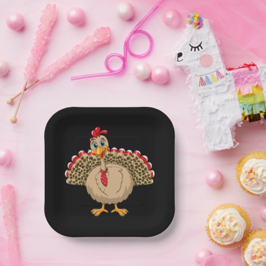Assiettes En Carton Thanksgiving Leopard Turquie Thanksgiving automne (Fête)