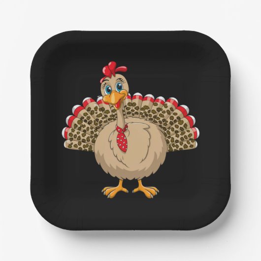 Assiettes En Carton Thanksgiving Leopard Turquie Thanksgiving automne (Recto)