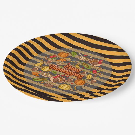 Assiettes En Carton Thanksgiving Moderne Belle Collection Automne (Angle)