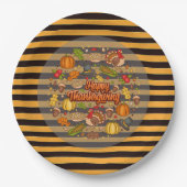 Assiettes En Carton Thanksgiving Moderne Belle Collection Automne (Devant)