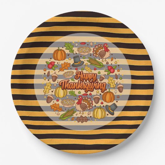 Assiettes En Carton Thanksgiving Moderne Belle Collection Automne (Devant)