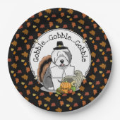 Assiettes En Carton Thanksgiving Old English Sheepdog (Gris 1) Fun (Devant)