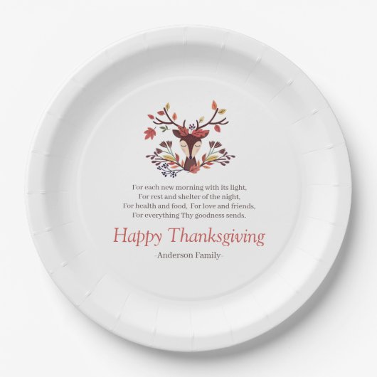 Assiettes En Carton Thanksgiving Poem Pays Rustique Autumn Foliing (Devant)
