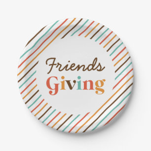 Assiettes En Carton Thanksgiving Retro Friends Giving Papier Plaques