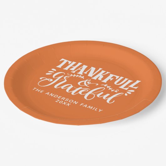 Assiettes En Carton Thanksgiving Thankful & Grateful Fall Harvest (Angle)