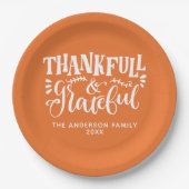 Assiettes En Carton Thanksgiving Thankful & Grateful Fall Harvest (Devant)