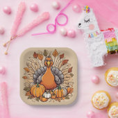 Assiettes En Carton Thanksgiving Turkey Desert Plate (Fête)